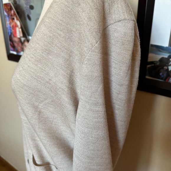 Madewell tan cardigan with black. 100% wool. Size Large - Picture 4 of 7